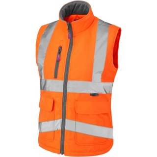 Leo Workwear BWL01-O SandymereHi Vis LadiesRIS-3279-TOM Bodywarmer Orange